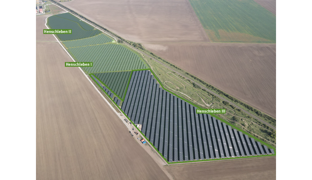 Solarpark Henschleben mit allen drei Bauabschnitten